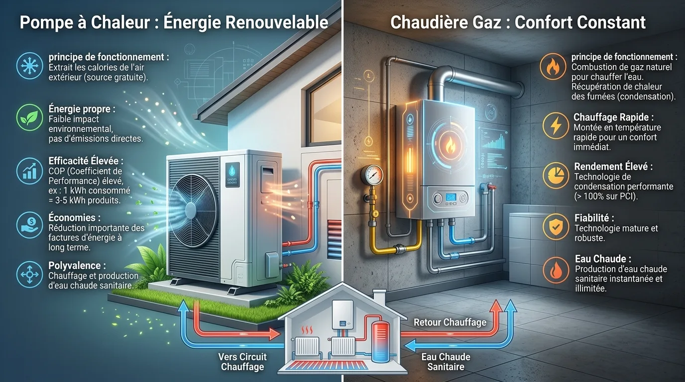 Pompe à chaleur ou chaudière gaz : quelle économie réelle en 2026 ?